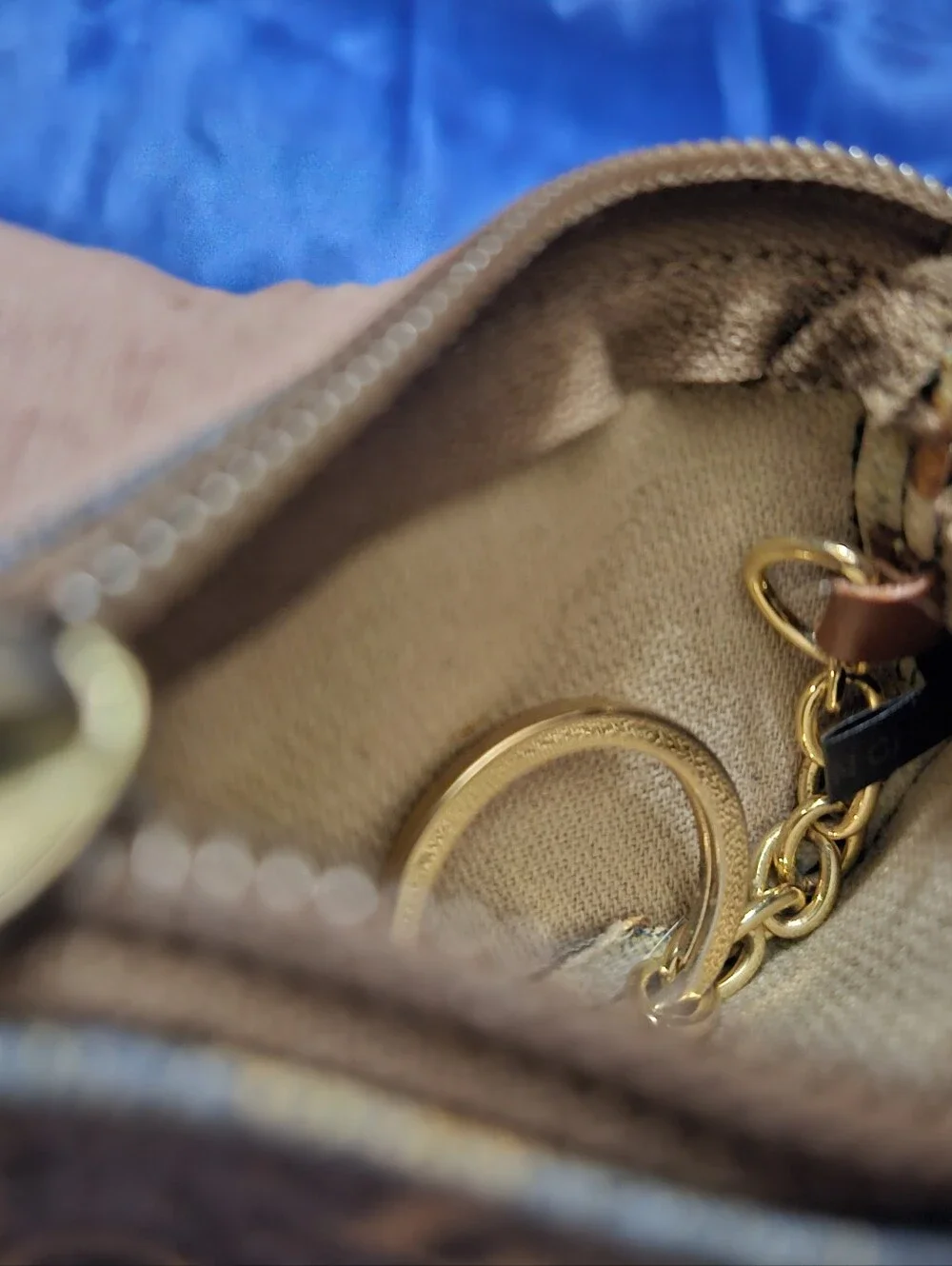 Dooney & Bourke Canvas Denim Logo Coin Purse Keychain Wallet